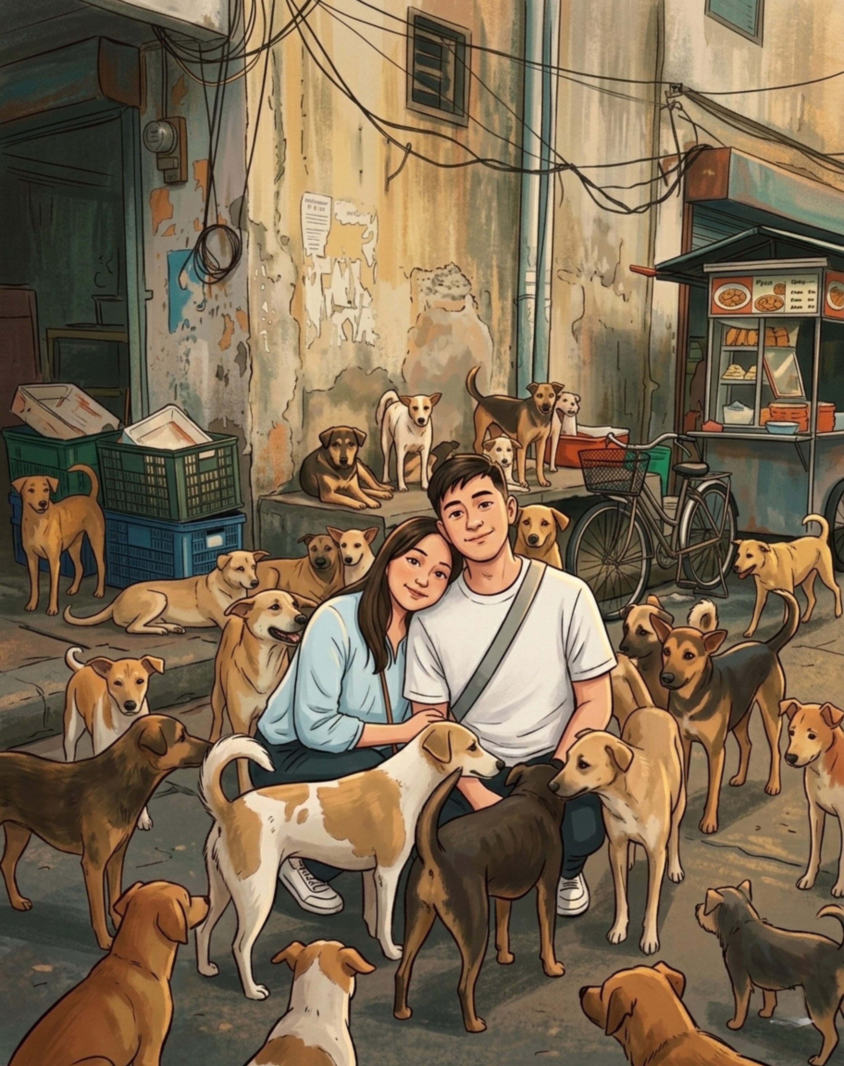 Nunam Rai with his wife and dogs — creative developer and designer based in Nepal